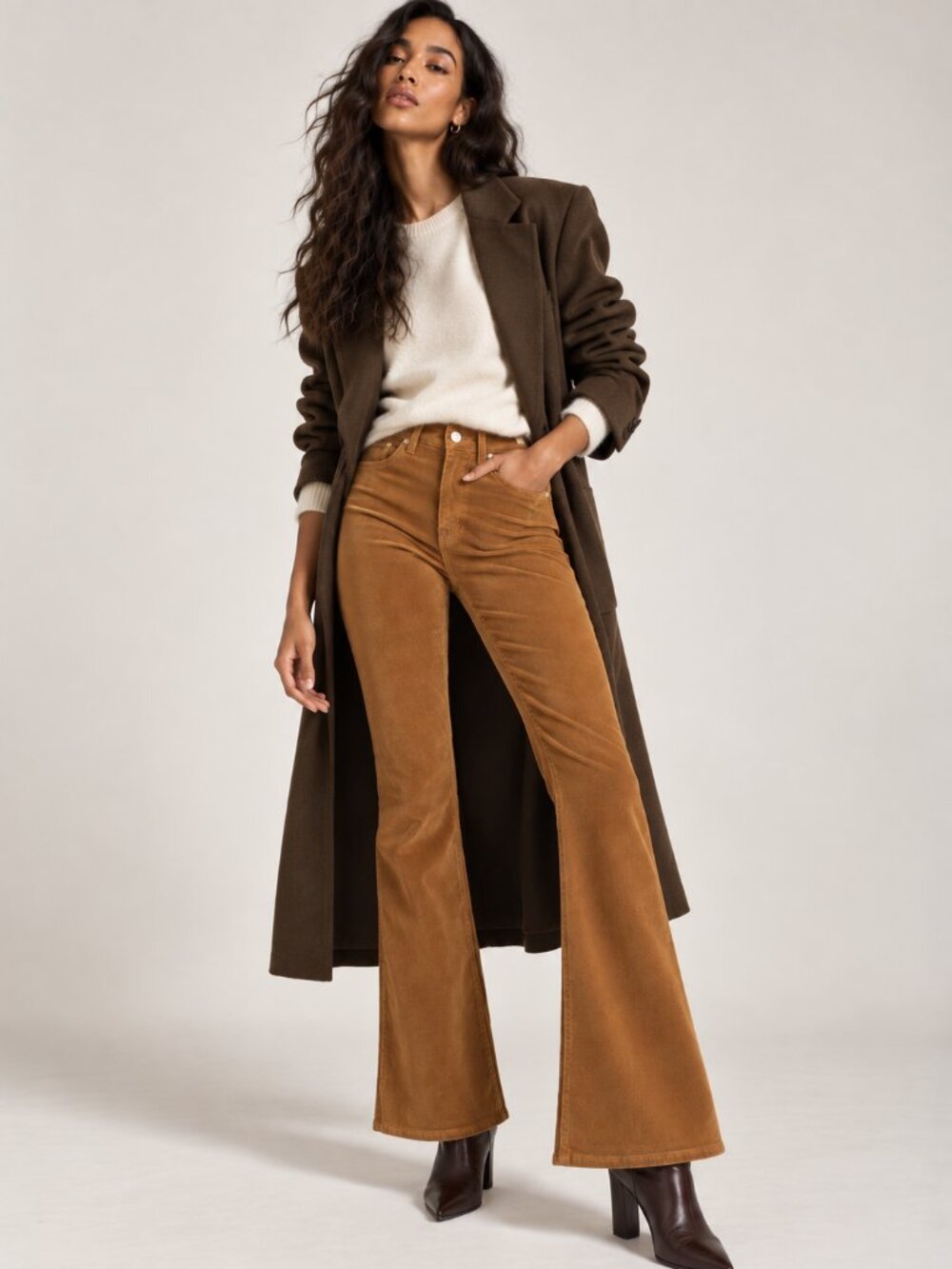 Veronica Beard Carson Ankle Flare Corduroy Pants Camel Brown Size 28
